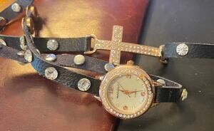 Women's 20mm Rose Gold Massini watch, Wrap Band with Rose Gold Cross